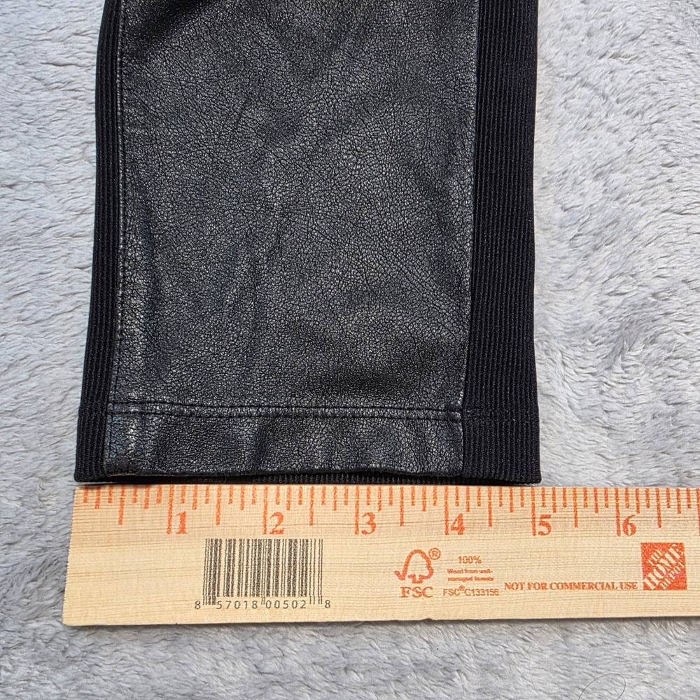 BCBGMAXAZRIA‎ Women Small Black Leggings Faux Leather Ribbed Panel Moto - Picture 3 of 10